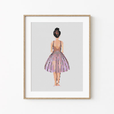 Ballerina Cross Stitch Pattern, Download PDF Chart, Easy Cross Stitch Art, Boho Room Decor, Embroidery Hoop Design, Gift for Best Friend