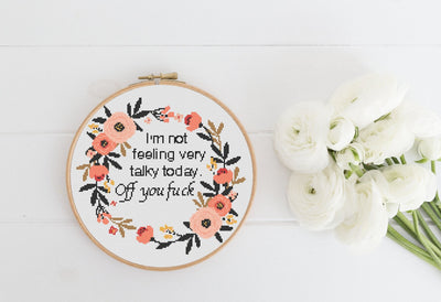 Talky Cross Stitch Pattern, Instant Download PDF, Cross Stitch Art, Rude Cross Stitch, Boho Home Decor, Funny Home Art, Sarcastic Gift Mom
