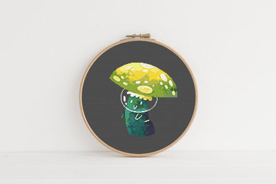 Space Mushroom Cross Stitch Pattern, Instant Download PDF, Nursery, Modern Stitch Chart, Science Decor, Cross Stitch Art, Embroidery Gift