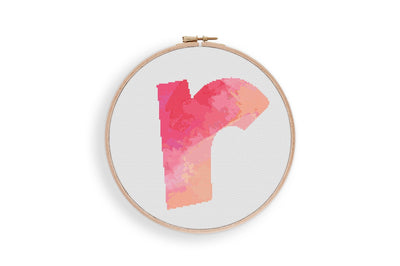 Letter r Cross Stitch, Instant Download Pattern PDF, Modern Stitch Chart, Aesthetic Room Decor, Nursery Wall Art, Tiny Cross Stitch Art