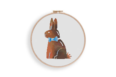 Easter Bunny Cross Stitch Pattern, Instant Download PDF, Easter Wall Decor, Modern Stitch Chart, Cross Stitch Art, Chocolate Gift for Mom