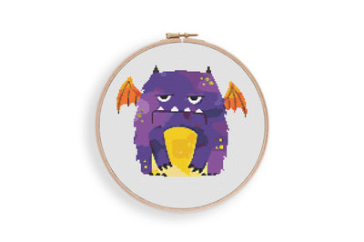 Monster Cross Stitch Pattern, Instant Download PDF, Nursery Decor, Modern Chart Tutorial, Kids Pattern, Cross Stitch Art, Embroidery Gift