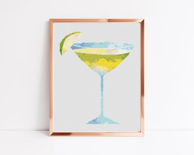 Appletini Cross Stitch Pattern, Instant Download PDF, Nursery Room Decor, Modern Stitch Chart, Boho Decor, Cross Stitch Art, Embroidery Gift