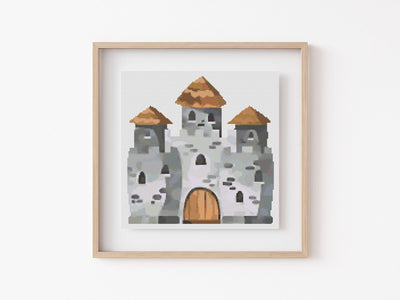 Castle Cross Stitch Pattern, Instant Download Pattern PDF, Modern Stitch Chart, Aesthetic Room Decor, Nursery Art, Tiny Cross Stitch Art