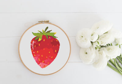 Strawberry Cross Stitch Pattern, Instant Download PDF, Nursery Room Decor, Modern Stitch Art, Boho Decor, Cross Stitch Art, Embroidery Gift