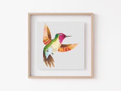 Hummingbird Cross Stitch Pattern, Instant Download PDF, Nursery Wall Decor, Modern Chart Kit, Animal Art, Cross Stitch Art, Embroidery Gift