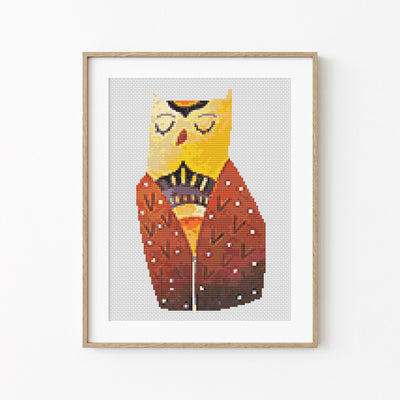 Owl Cross Stitch Pattern, Instant Download PDF, Nursery Room Decor, Modern Stitch Chart, Magic Wall Decor, Cross Stitch Art, Embroidery Gift