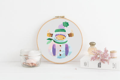 Yeti Snowman Cross Stitch Pattern, Instant Download PDF, Ornament Winter Decor, Modern Stitch Chart, Cross Stitch Art, Winter Wall Art Decor