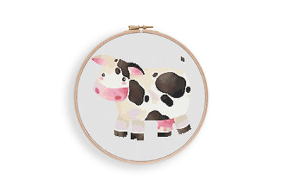 Cow Cross Stitch Pattern, Instant Download PDF, Counted Cross Stitch, Cross Stitch Art, Embroidery Art, Nursery Wall Art, Boho Home Decor