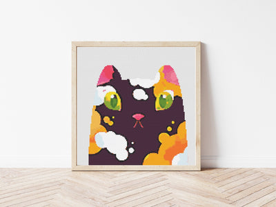 Cat Face Cross Stitch Pattern, Instant Download PDF, Nursery Art Decor, Modern Chart Tutorial, Animal Art, Cross Stitch Art, Embroidery Gift