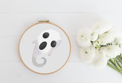 Ghost Cross Stitch Pattern, Instant Download PDF, Nursery Wall Decor, Modern Chart Tutorial, Kids Pattern, Cross Stitch Art, Halloween