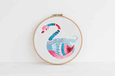 Swan Cross Stitch Pattern, Instant Download PDF, Nursery Decor, Modern Chart Tutorial, Kids Room Pattern, Cross Stitch Art, Boho Decor