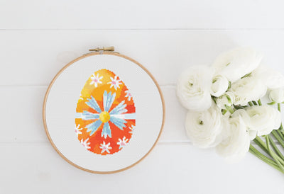 Floral Egg Cross Stitch Pattern, Instant Download PDF, Kid Wall Decor, Modern Stitch Chart, Cross Stitch Art, Nursery Wall Art, Boho Decor