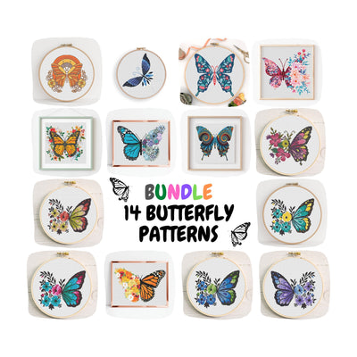 Butterfly Bundle, Cross Stitch Pattern, Instant Download PDF Pattern, Counted Cross Stitch, Cross Stitch Art, Shop Bundle, Boho Gift Idea