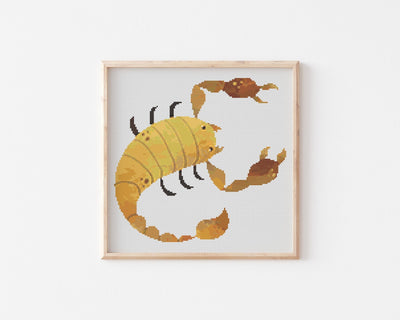 Scorpion Cross Stitch Pattern, Instant Download PDF, Counted Cross Stitch Art, Embroidery Art, Nursery Wall Design, Aesthetic Home Decor