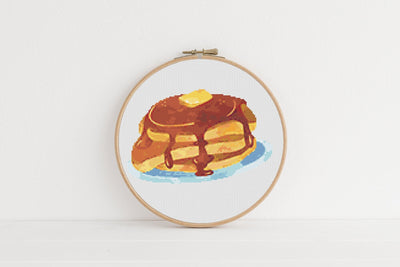 Pancakes Cross Stitch Pattern, Instant Download PDF, Nursery Room Decor, Modern Stitch Chart, Boho Wall, Cross Stitch Art, Embroidery Gift
