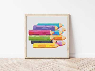 Pencils Cross Stitch Pattern, Instant Download PDF, Nursery Decor, Modern Chart Tutorial, Kids Pattern, Cross Stitch Art, Embroidery Gift
