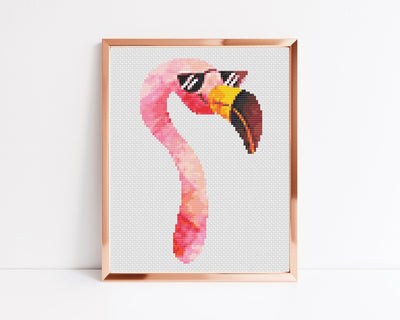 Flamingo Cross Stitch Pattern, Instant Download PDF, Boho Art Decor, Modern Chart Tutorial, Animal Art, Cross Stitch Art, Embroidery Gift