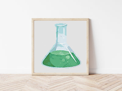 Flask Cross Stitch Pattern, Instant Download PDF, Nursery Decor, Modern Stitch Chart, Science Decor, Cross Stitch Art, Embroidery Gift