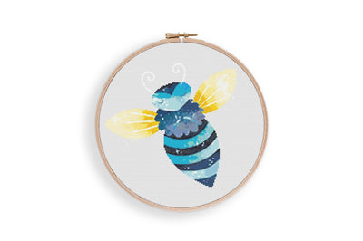 Space Bee Cross Stitch Pattern, Instant Download PDF, Counted Cross Stitch Art, Embroidery Art, Nursery Design, Aesthetic Home Decor, Animal