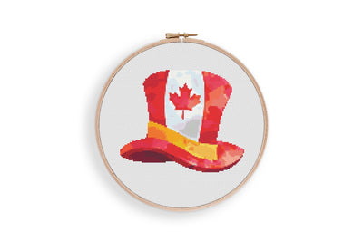 Canada Hat Cross Stitch Pattern, Instant Download PDF, Nursery Decor, Modern Chart Tutorial, Kids Pattern, Cross Stitch Art, Embroidery Gift