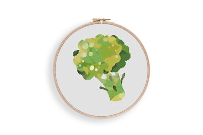 Broccoli Cross Stitch Pattern #1899, Instant Download PDF, Nursery Room Decor, Modern Chart, Boho Wall, Cross Stitch Art, Embroidery Gift