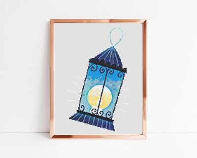 Lantern Cross Stitch Pattern, Instant Download PDF, Nursery Art, Modern Stitch Chart, Mystical Art Decor, Cross Stitch Art, Embroidery Gift