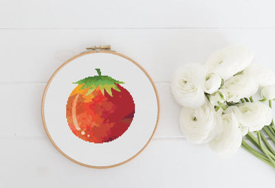 Tomato Cross Stitch Pattern #1524, Instant Download PDF, Nursery Room Decor, Modern Chart, Boho Wall, Cross Stitch Art, Embroidery Pattern