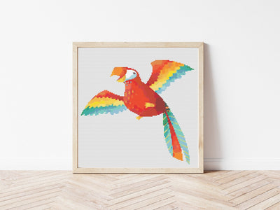 Macaw Cross Stitch Pattern, Instant Download PDF, Counted Cross Stitch, Cross Stitch Art, Embroidery Art, Nursery Wall Decor, Boho Home Art