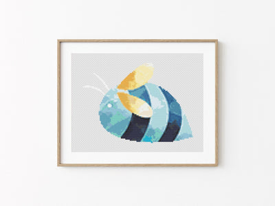 Space Bee Cross Stitch Pattern, Instant Download PDF, Nursery Decor, Modern Chart Tutorial, Kids Pattern, Cross Stitch Art, Embroidery Gift