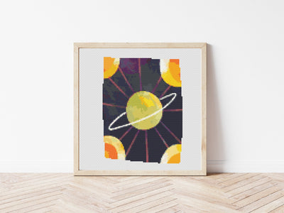 Tarot Saturn Cross Stitch Pattern, PDF Pattern, Nursery Decor, Modern Stitch Chart, Cross Stitch Art, Embroidery Pattern, Adult Cross Stitch