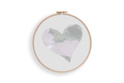 White Heart Cross Stitch, Instant Download Pattern PDF, Modern Stitch Chart, Aesthetic Room Decor, Nursery Wall Art, Tiny Cross Stitch Art