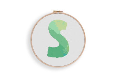 Letter s Cross Stitch, Instant Download Pattern PDF, Modern Stitch Chart, Aesthetic Room Decor, Nursery Wall Art, Tiny Cross Stitch Art