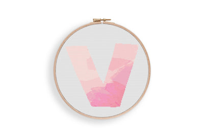 Letter v Cross Stitch, Instant Download Pattern PDF, Modern Stitch Chart, Aesthetic Room Decor, Nursery Wall Art, Tiny Cross Stitch Art