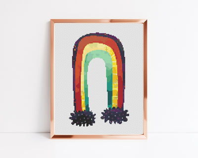 Dark Rainbow Cross Stitch Pattern, PDF Pattern, Nursery Decor, Modern Stitch Chart, Cross Stitch Art, Embroidery Art, Adult Cross Stitch