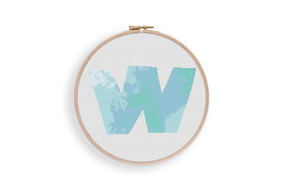 Letter w Cross Stitch, Instant Download Pattern PDF, Modern Stitch Chart, Aesthetic Room Decor, Nursery Wall Art, Tiny Cross Stitch Art