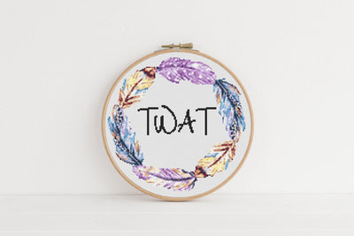 Twat Cross Stitch Pattern, Instant Download PDF Pattern, Counted Cross Stitch, Modern Stitch Chart, Embroidery Pattern,Funny Quote Gift