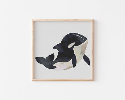 Orca Cross Stitch Pattern, Instant Download PDF, Counted Cross Stitch Art, Embroidery Pattern, Nursery Wall Art, Boho Home Decor, Ocean