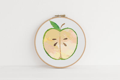 Apple Cross Stitch Pattern, Instant Download PDF, Nursery Decor, Modern Stitch Chart, Boho Wall Decor, Cross Stitch Art, Embroidery Gift