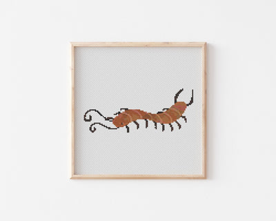 Centipede Cross Stitch Pattern, Instant Download PDF, Nursery Wall Decor, Modern Stitch Chart, Animal Art, Cross Stitch Art, Embroidery Gift