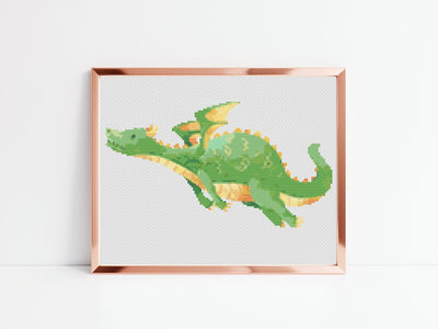 Dragon Cross Stitch Pattern, Instant Download Pattern PDF, Modern Stitch Chart, Aesthetic Room Decor, Nursery Art, Tiny Cross Stitch Art