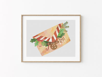Santa Letter Cross Stitch Pattern, Instant Download PDF, Easy Stitch Pattern, Modern Stitch Chart, Boho Cross Stitch, Winter Wall Art Decor