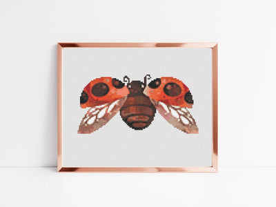 Ladybug Cross Stitch Pattern, Instant Download Pattern PDF, Cross Stitch Art, Animal Design, Boho Gift for Her, Embroidery Decor, Wall Art