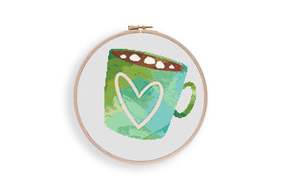 Hot Cocoa Cross Stitch Pattern, Instant Download PDF, Nursery Room Decor, Modern Stitch Chart, Boho Wall, Cross Stitch Art, Embroidery Gift