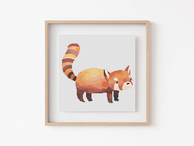 Red Panda Cross Stitch Pattern, Instant Download PDF, Nursery Decor, Modern Chart Tutorial, Animal Art, Cross Stitch Art, Embroidery Gift