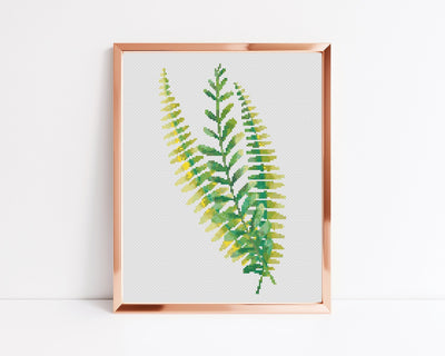 Fern Bunch Cross Stitch Pattern, Instant Download PDF, Aesthetic Room Decor, Modern Stitch Chart, Floral Boho Home Gift, Nursery Wall