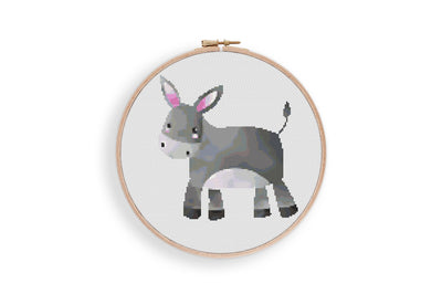 Donkey Cross Stitch Pattern, Instant Download PDF, Counted Cross Stitch, Cross Stitch Art, Embroidery Art, Nursery Wall Art, Boho Home Decor