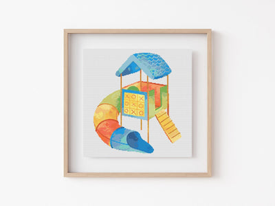 Jungle Gym Cross Stitch Pattern, Instant Download PDF, Counted Cross Stitch, Cross Stitch Art, Embroidery Hoop, Nursery Decor, Dinosaur Art