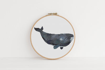 Right Whale Cross Stitch Pattern, Instant Download PDF, Counted Cross Stitch Art, Embroidery Art, Nursery Wall Art, Boho Home Decor, Ocean