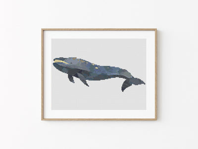 Grey Whale Cross Stitch Pattern, Instant Download PDF, Counted Cross Stitch Art, Embroidery Art, Nursery Wall Art, Boho Home Decor, Ocean